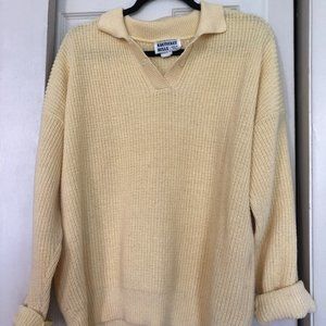 Yellow Vintage Collar Knit Sweater Pullover